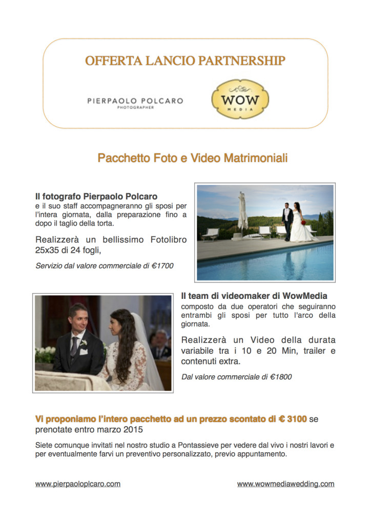 Offerta lancio partnership Pierpaolo Polcaro WowMedia Wedding